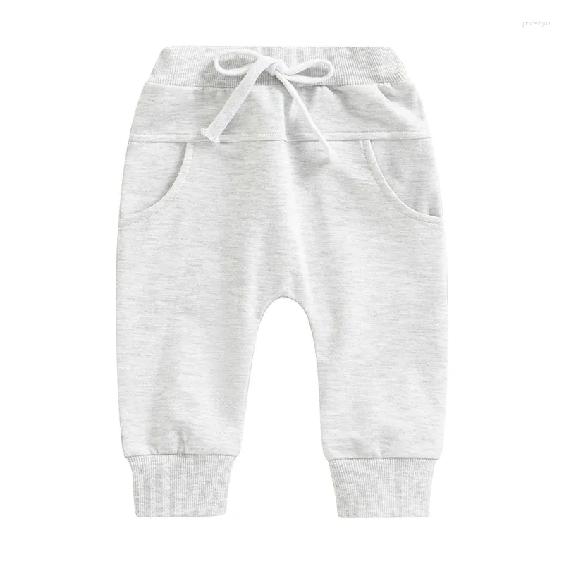 Broeken voor babyjongens, joggingbroek, elastische taille, trekkoord, effen herfst met zakken, voor casual, dagelijks