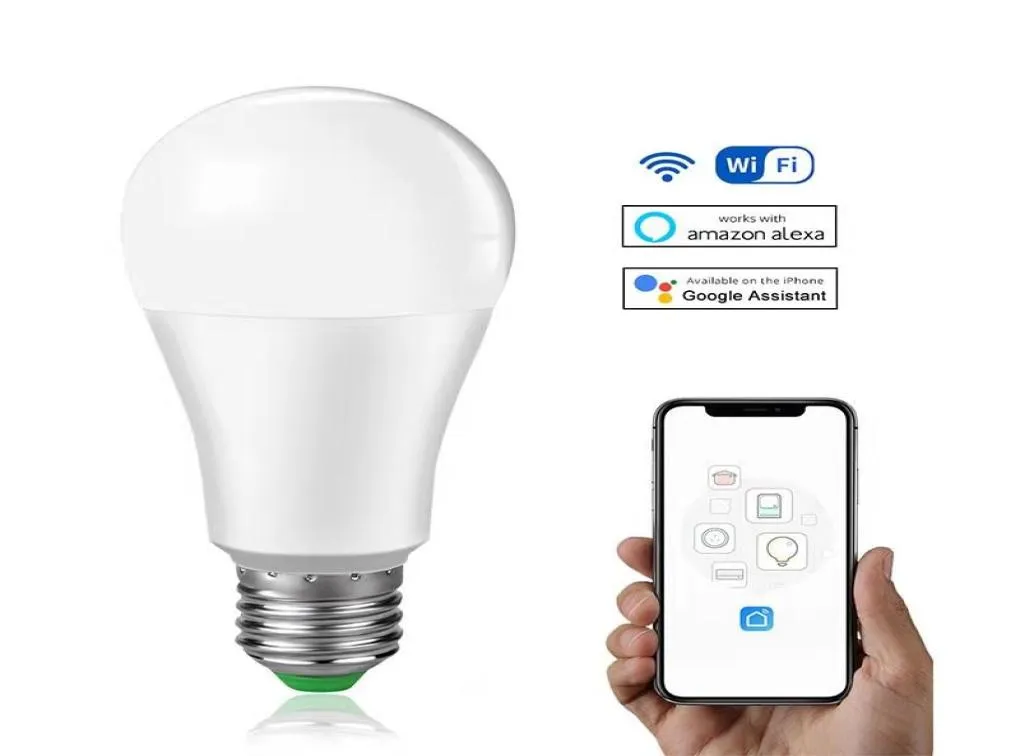 15W WIFI 스마트 스마트 전구 B22 E27 LED 램프 작업 Alexoogle Home 85265V 흰색 디마블 가능 타이머 기능 매직 Bulbs8202957