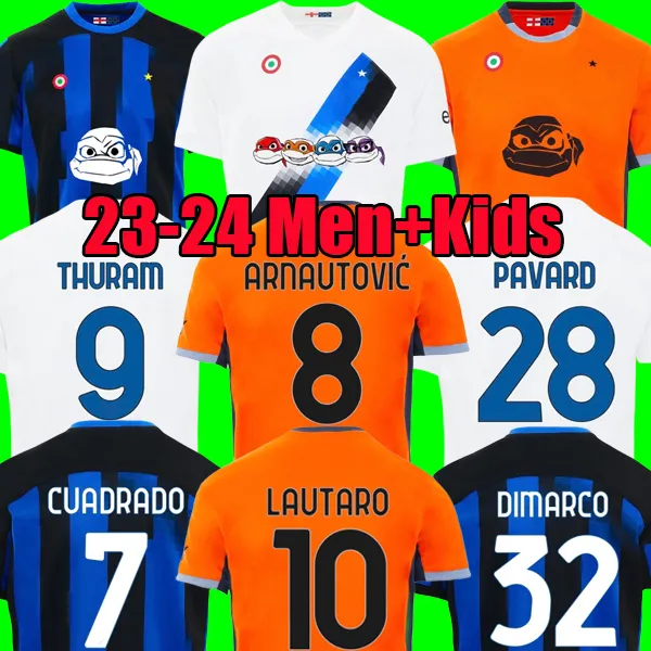 Lautaro 23 24 camisas de futebol BARELLA DE VRIJ top 2023 2024 QUADRADO HURAM ARNAUTOVIC DIMARCO camisa de futebol masculino kit infantil uniformes TARTARUGAS NINJA EDIÇÃO ESPECIAL