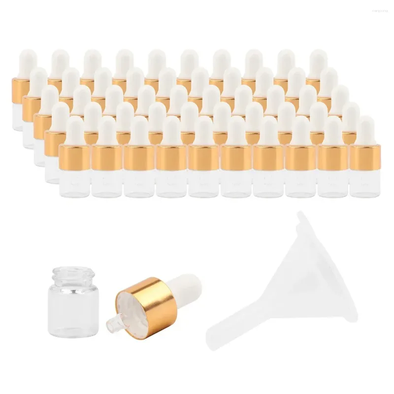 Bouteilles de stockage 50 pièces 1/2/3 ML ambre/clair Mini flacon compte-gouttes en verre rechargeable flacon d'échantillon petit récipient de liquide de parfum d'huile essentielle