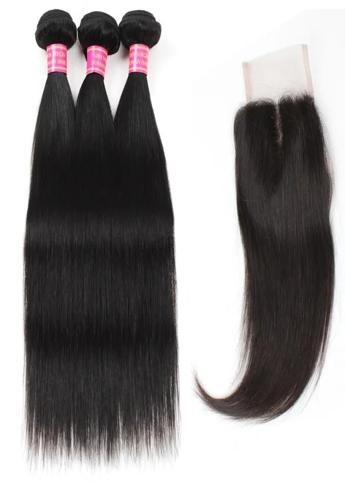 Meetu 전체 확장 8A Mink Brazilian Peruvian Malaysian Virgin Straight 3 인간 머리 다발 44 레이스 폐쇄 WOM5391051