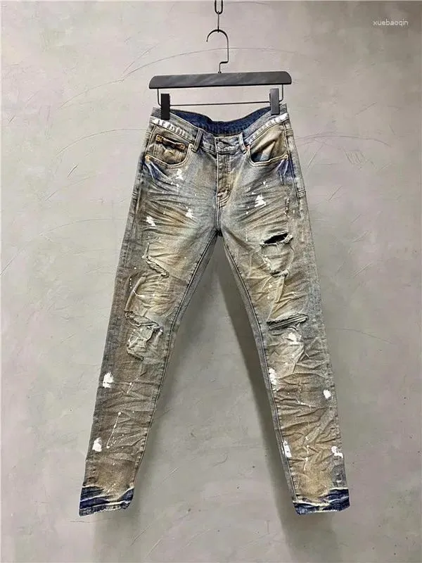 Мужские джинсы C0269 Мода 2024 Подиум Роскошный европейский дизайн Одежда в стиле вечеринки