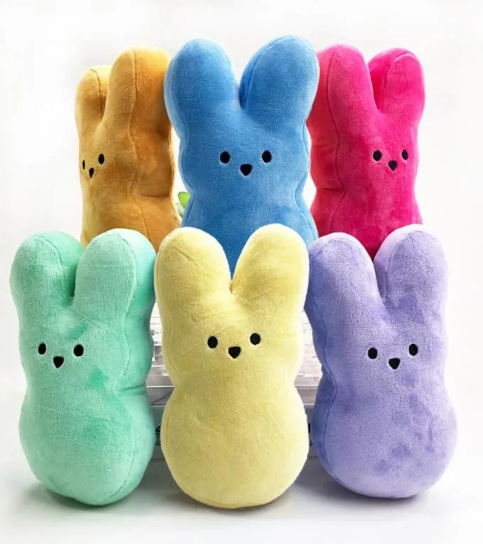 15 cm Cartoon Mini Easter Bunny Peeps Plush Doll Pink Blue Gul Purple Rabbit Dolls For Children Söta mjuka plysch Toys4732964