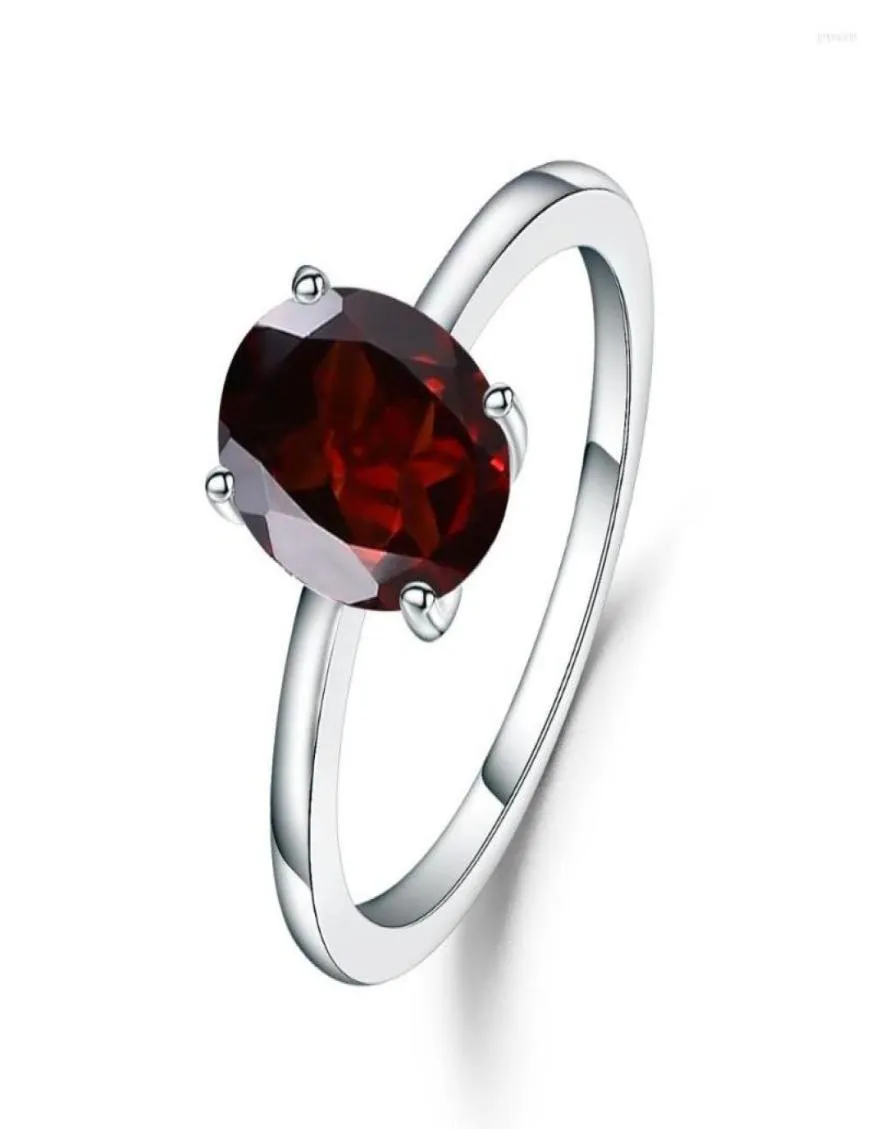 Cluster Rings Gem39s Ballet Romantic 221Ct Oval Natural Red Garnet Gemstone For Women Engagement Genuine 925 Sterling Silver R7424308