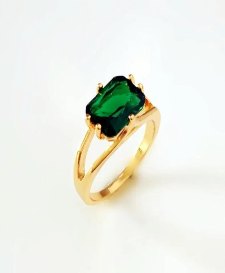 Обручальные кольца, модное кольцо из желтого золота с цветным покрытием для женщин, зеленый кубический циркон, женские ювелирные изделия для женщинWedding9578787