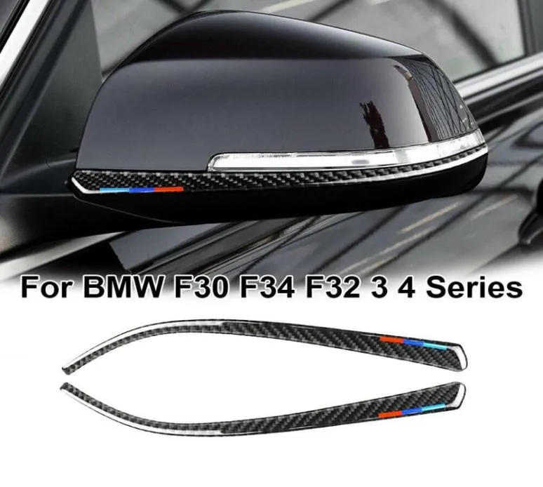 2x couverture d'autocollant de garniture de bande de rétroviseur de voiture pour BMW F30 F31 F32 F33 F34 AL01 accessoires de style de voiture 3828614