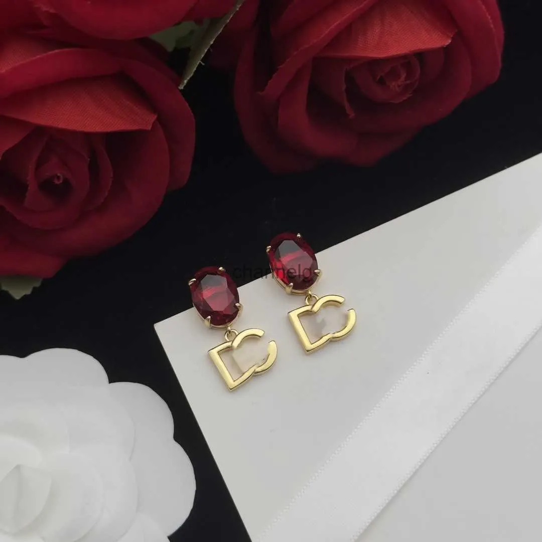 Stud MONOGRAM Ladies Designer Earrings Studs D Colorful crystal pendants gold plated womens Ear Designer Jewelry kd3e 240306