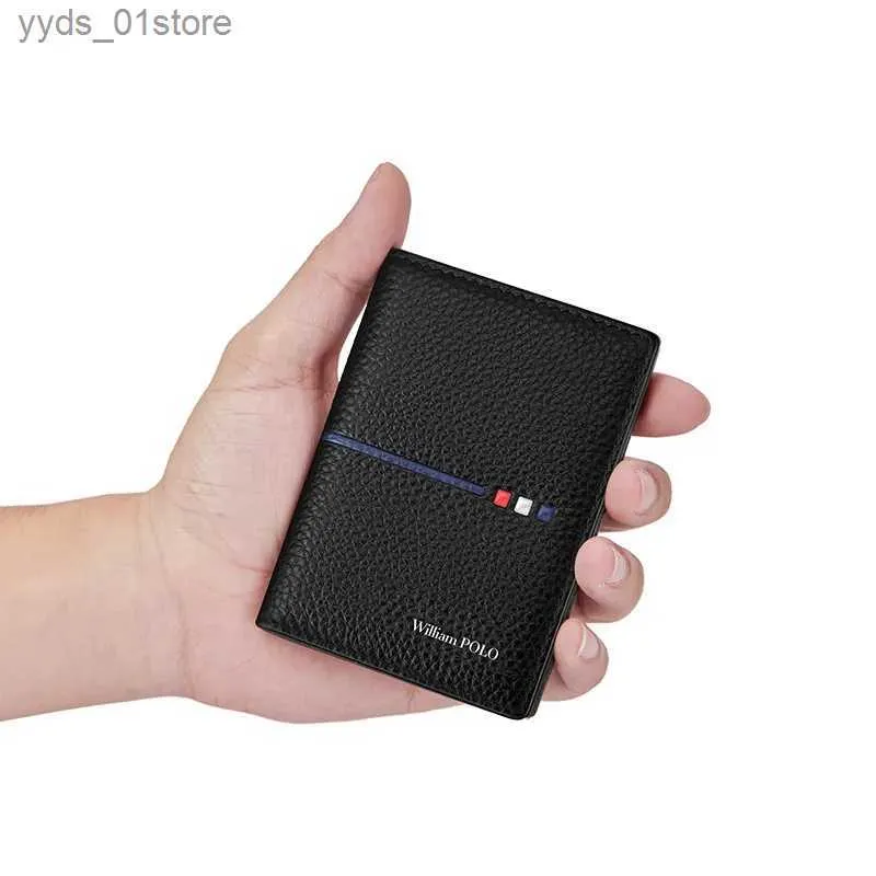 Pinces à billets WILLIAMPOLO RFID portefeuille pour cartes RFID porte-cartes mince protéger portefeuille en peluche porte-identifiant de luxe en cuir véritable portefeuille hommes L240306