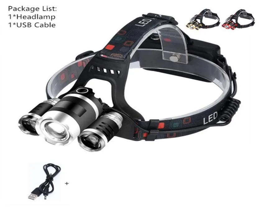 5 LED Headlamps 20000 Lumens High Power LED Headlight T6 4Q5 Camping Head Torch Zoom 4 Modes Head Lantern 2x18650 Frontal Lamp304M5102256