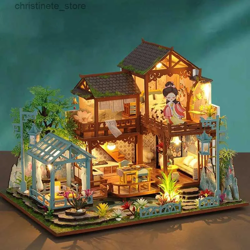 Architecture/Bricolage Maison Maisons de poupée en bois à monter soi-même, salle de jardin antique chinoise, kits de construction miniatures avec meubles, maison de poupée LED pour adultes, cadeaux