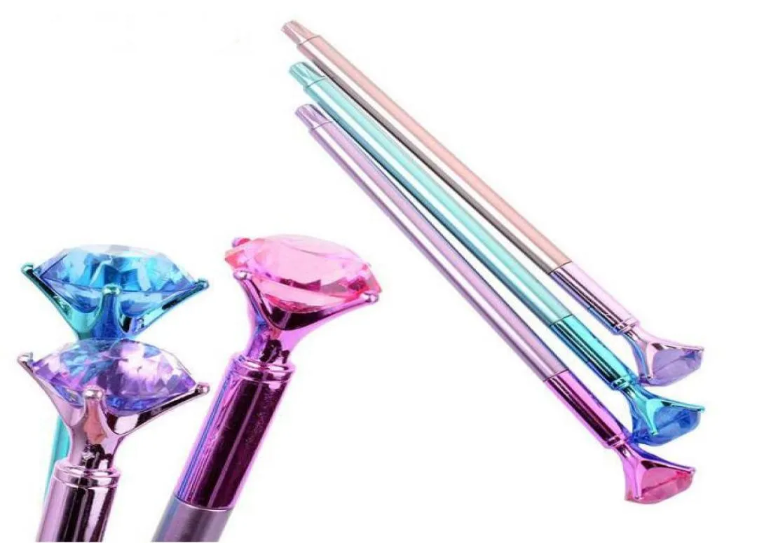 Penna a sfera Kawaii Penna a sfera in metallo con gemma grande con grande penna magica con diamanti Forniture per ufficio scolastiche di moda Premi regalo per studenti GA38723709