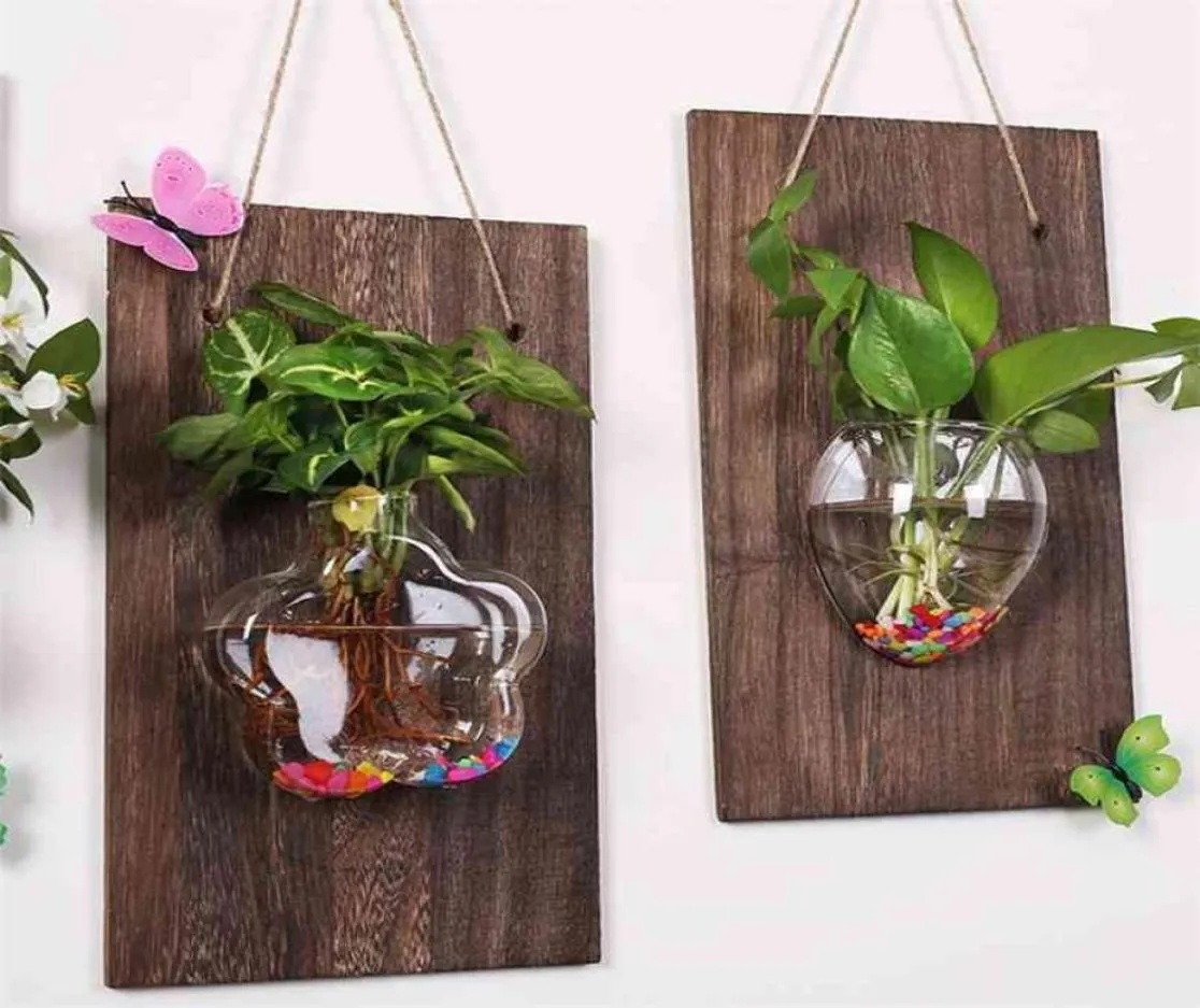 Vasos de vidro montados na parede, plantas hidropônicas, paisagem, garrafa diy para decoração de jardim doméstico30 2106104732400