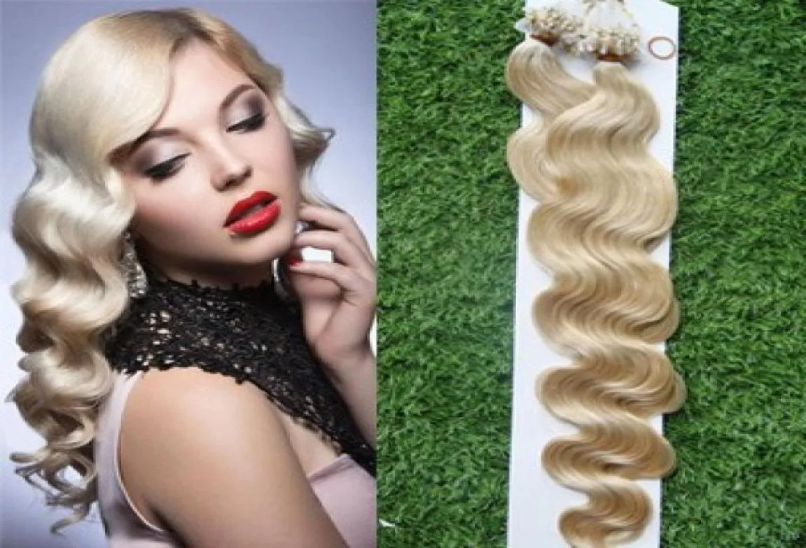 Micro Loop Ring Hair Products 100s Blonde Brasiliansk hår Mikro Loop Human Hair Extensions 100g Body Wave7088805