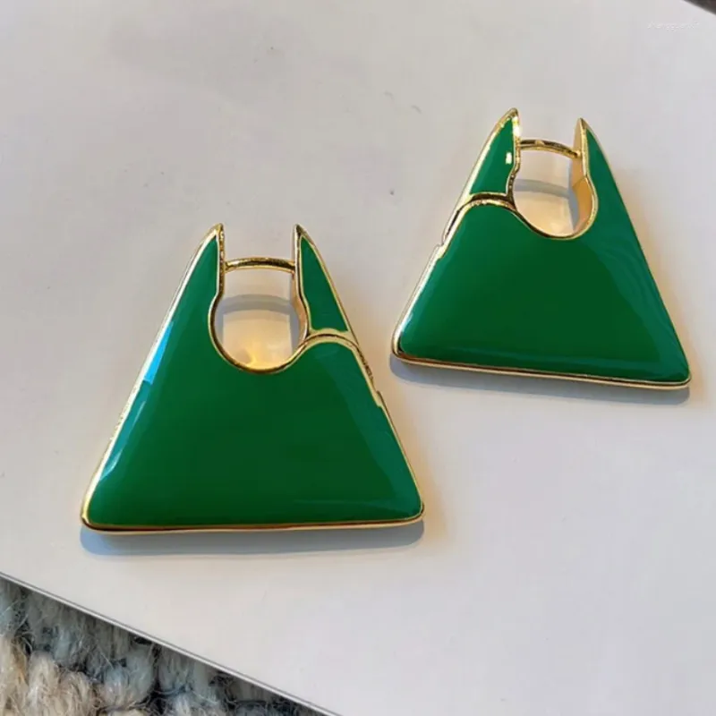 Brincos pendurados moda geometria esmalte triângulo azul verde feminino jóias de luxo marca designer tendência