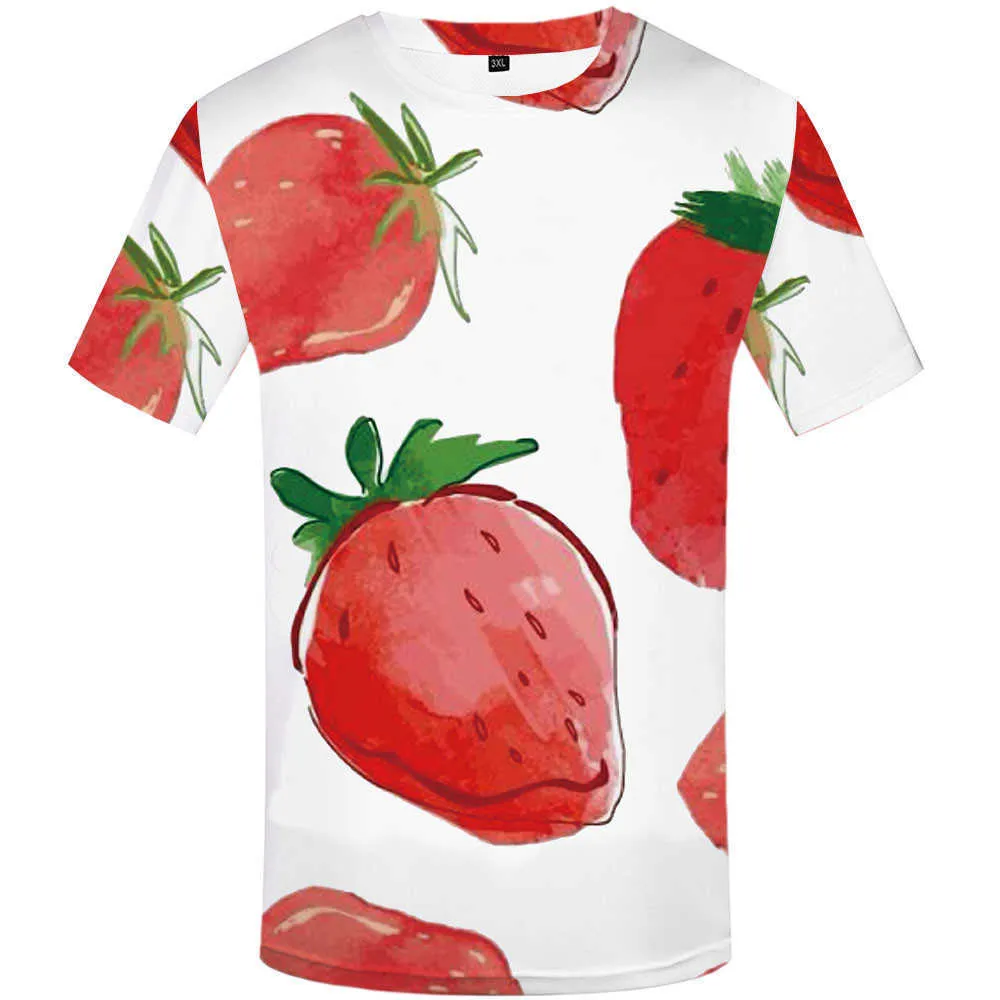 Mäns T-shirts Kyku Strawberry Fruit Print T-shirt för män Womens Style Par Wear Hot Item
