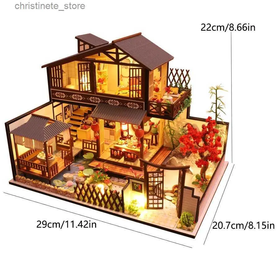 Architettura/Casa fai-da-te Casa delle bambole Bambola in miniatura Assemblaggio fai-da-te Modello di edificio Villa Kit Produzione di piccoli giocattoli per stanze Decorazioni per la camera da letto di casa con pelliccia