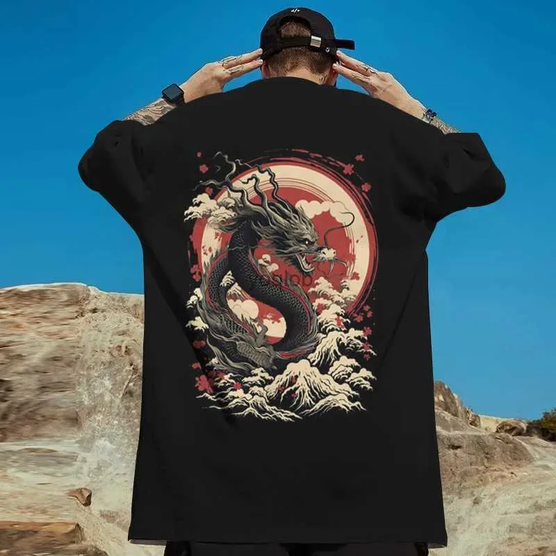 T-shirts pour hommes T-shirts de mode pour hommes 3D Dragon japonais Imprimer Vêtements masculins T-shirt surdimensionné Street Harajuku Tops Daily Casual Manches courtes