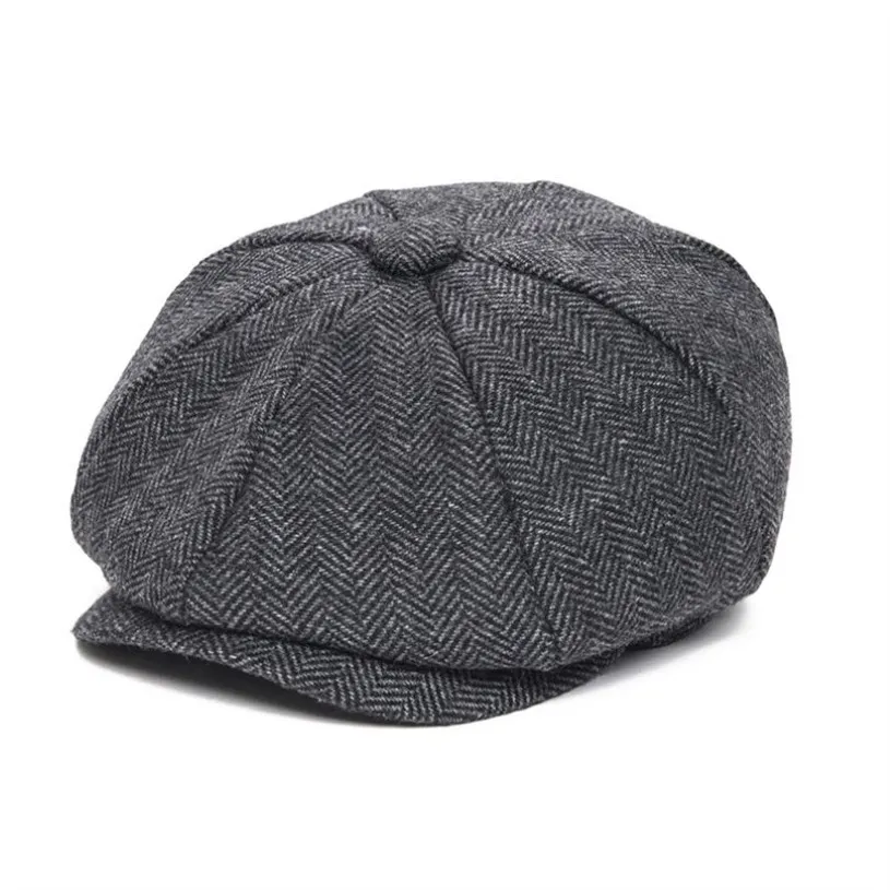 Jangoul Woolen Tweed Kid Sboy Cap Boy Girl Herringbone Child Flat Mały rozmiar niemowlęcia maluch młodzież beret hat boina 001 201216305J