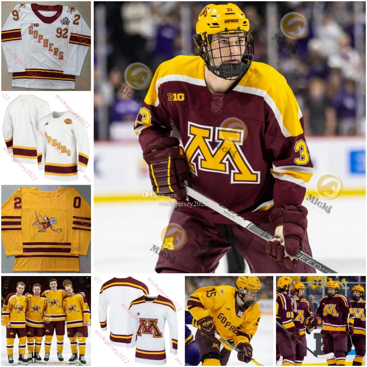 Mike Koster Minnesota Hockey 23 Frozen Four Jersey Cal Thomas Aaron Huglen Connor Kurth Garrett Pinoniemi Colin Schmidt Brody Lamb Minnesota Golden Gophers Jerseys