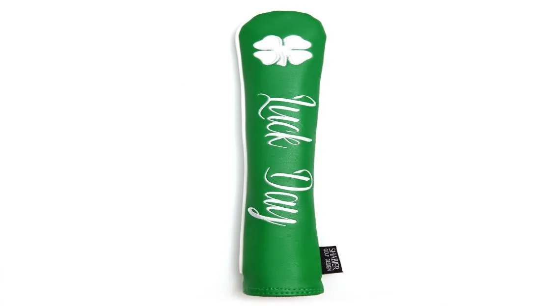 Groen PU-leer Lucky Clover Golf Headcover Alignment Stick Covers Holder Club Protector3403528