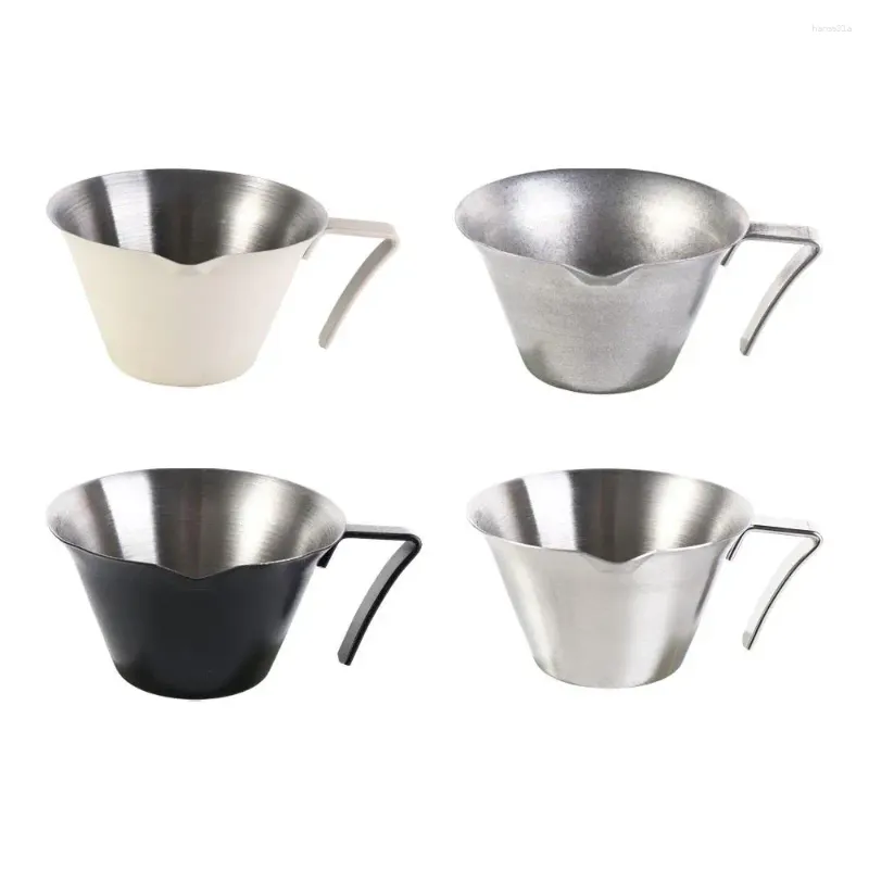 Cafeteras de acero inoxidable, taza medidora de Espresso con mango, boquilla en forma de V, accesorios profesionales de cocina para el hogar