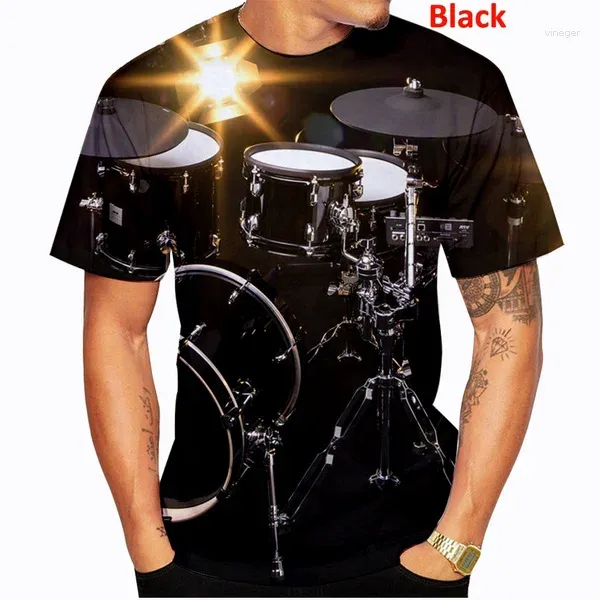 T-shirts pour hommes Printemps et été Style Drum Set 3D T-shirt imprimé Hommes / Femmes Mode Instrument de musique Tops