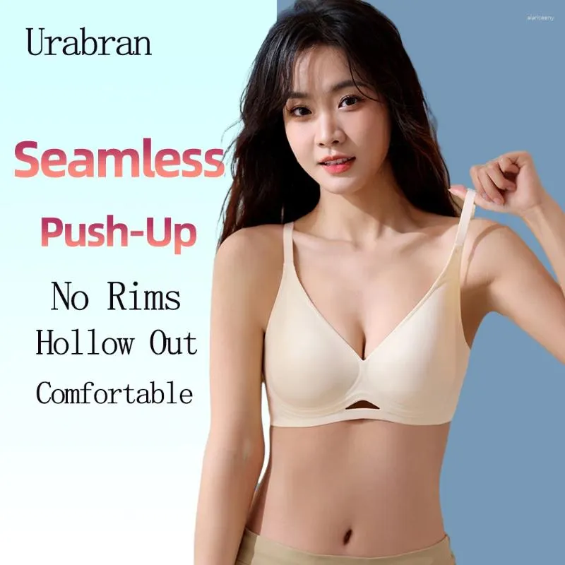 BRAS URARRAN JELLY SEXY HOLLOW FIXED CUP KVINNOR Underkläder Soft Support No Steel Ring Bekväm samla U-formad Back Woman Bra