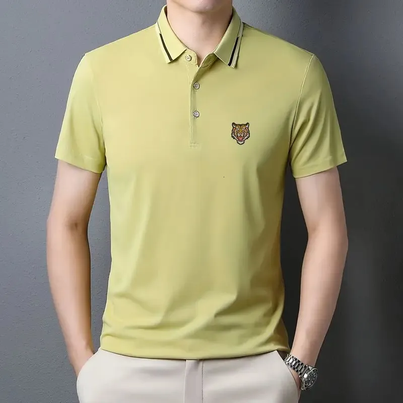 أزياء AllMatch قصيرة الأكمام قميص ألوان صلبة الصيف عارض الذكور ثنائي الاتجاه البساطة زر البولو T للرجال 240226