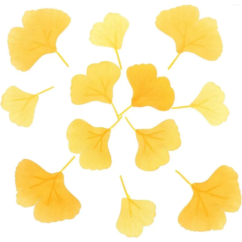 Decoratieve bloemen 100 stuks gele kunstmatige wijnstok Morning Glory simulatie Ginkgo blad decor bruiloft faux bladeren nep zijden bloem
