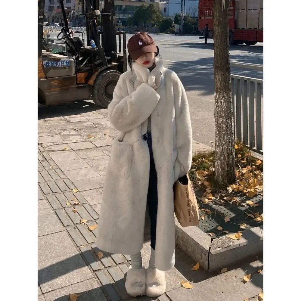 Fur Mink Coats Autumn Winter Fluffy Black Faux Fur Coat Women Elegant Fashion Thick Warm Long Jackets 2023 Tops C6