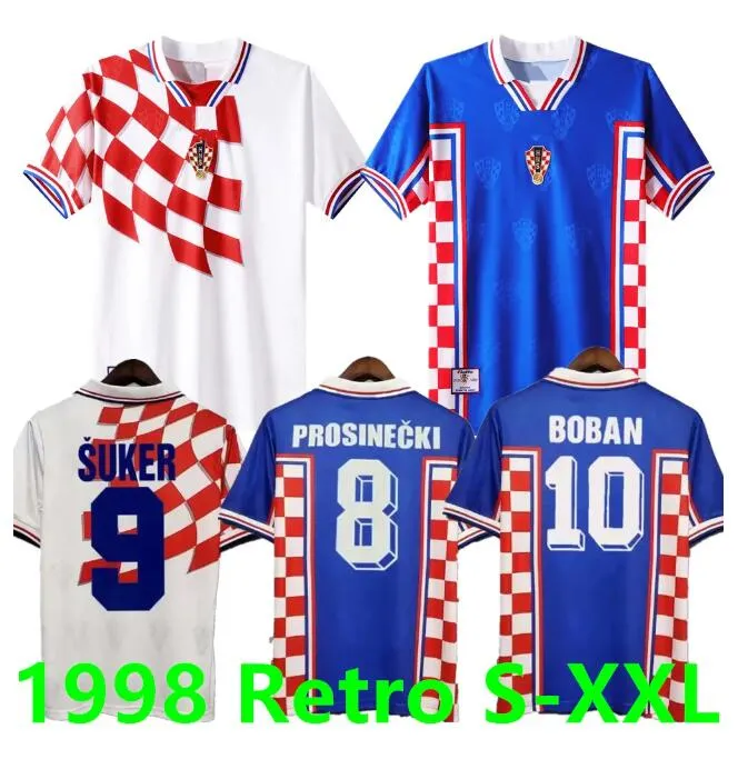 1998 Home Away Suker Retro Trikots Boban Kroatien Fußballtrikot