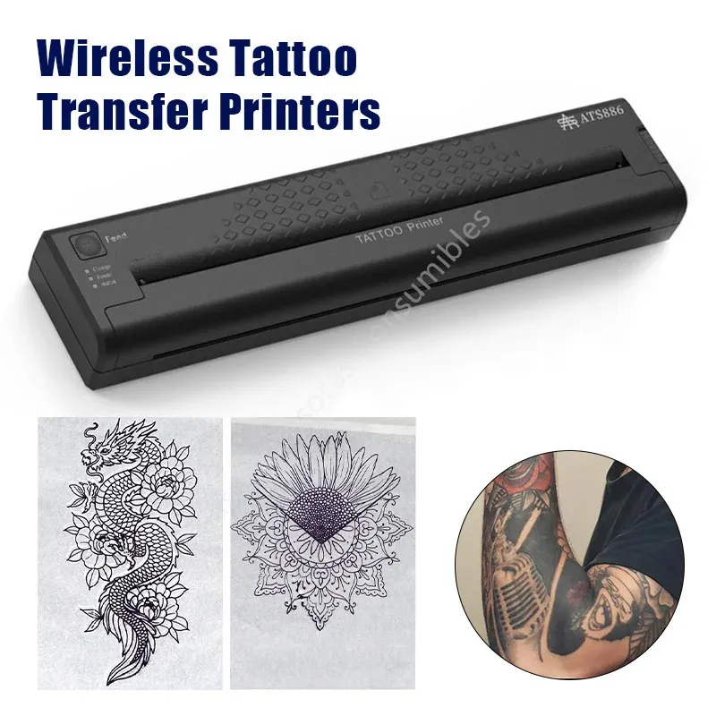 A4 Professional Mobile PC Tattoo Transfer Machine ATS886 Pluetooth Printers Maker Thermal Maker PO COPIERS 240227