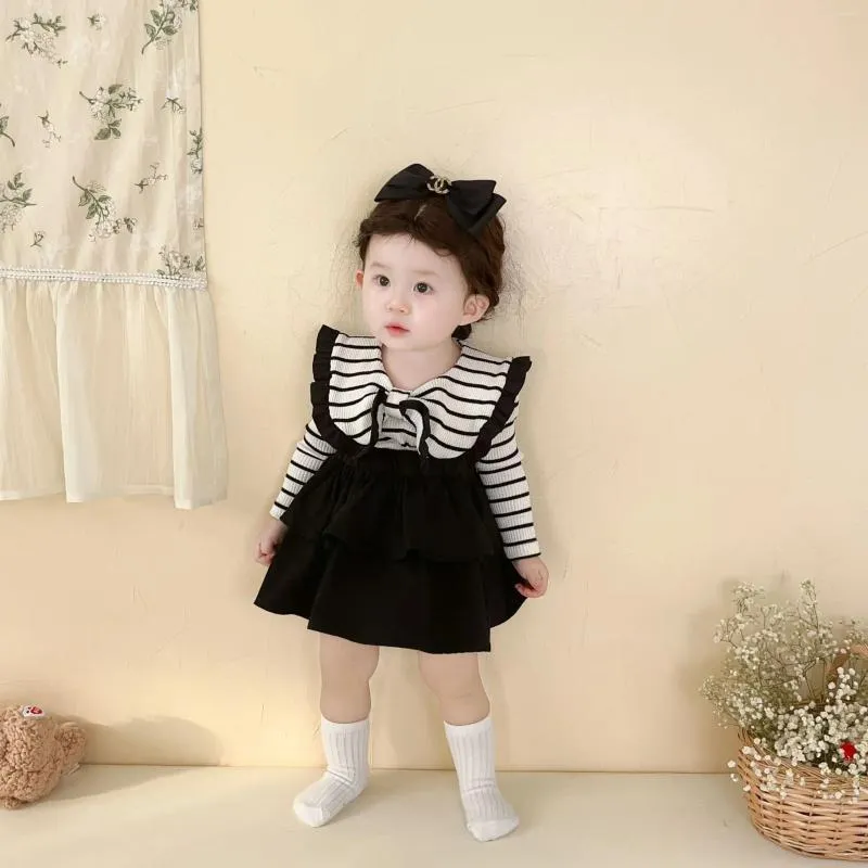 Clothing Sets 2024 Spring Baby Girl Long Sleeve Striped Bodysuit Skirts 2pcs Suit Cute Infant Clothes Set Princess Outfits 0-24M