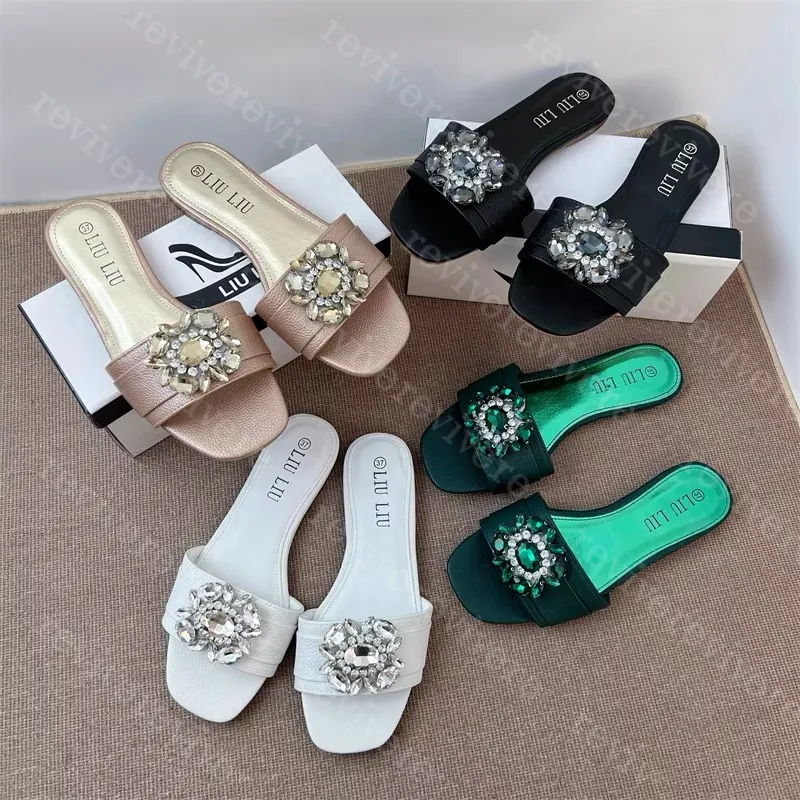 Design de luxo sentido nicho moda fundo plano verão diariamente sandálias femininas moda pedra preciosa strass fundo plano flip flops couro