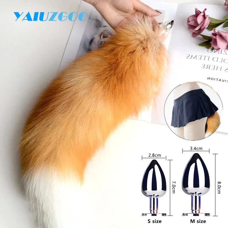 Anal Plug med Real Fox Tail For Woman Seplay Cosplay Butt Plug Anal Adult Products Masturbator Man Kvinnliga par Sexleksaker 240227