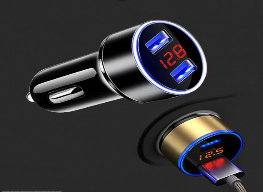 Chargeurs de téléphone portable Chargeur de voiture pour allume-cigare téléphone intelligent adaptateur USB chargeur de téléphone portable double USB affichage numérique Voltme4926469