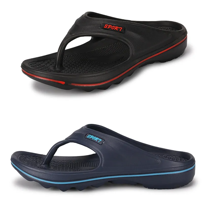 Pantoufles printemps été rouge noir rose vert hommes bas plage respirant chaussures à semelle souple hommes plats blac1 GAI-3046