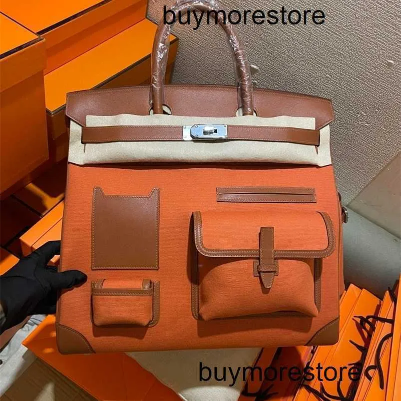 Customized Cowhide Bag Hac 50cm Style Handswen Handmade Top Quality Cargo Hac 40cm Handmade Genuine Leather Customized Version purse man fully and canvas wax st