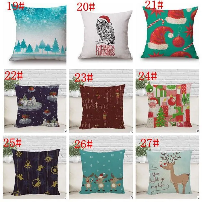 45*45cm Christmas Xmas Pillow Case Cover Reindeer Elk Throw Sofa Nap Cushion Covers Santa Claus Home Decor