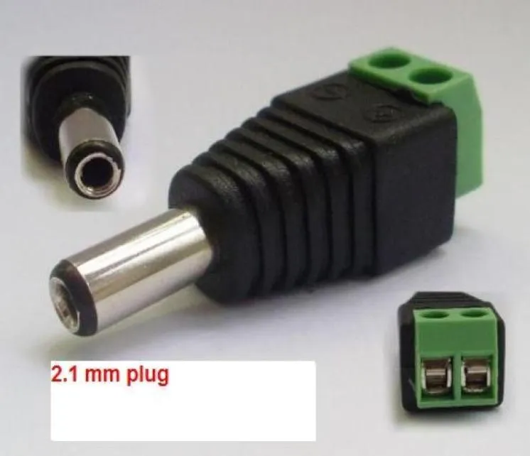 5521mm Male CCTV UTP Power Plug jack socket Adapter Cable DCAC 2 Camera Video Balun Connector8601499