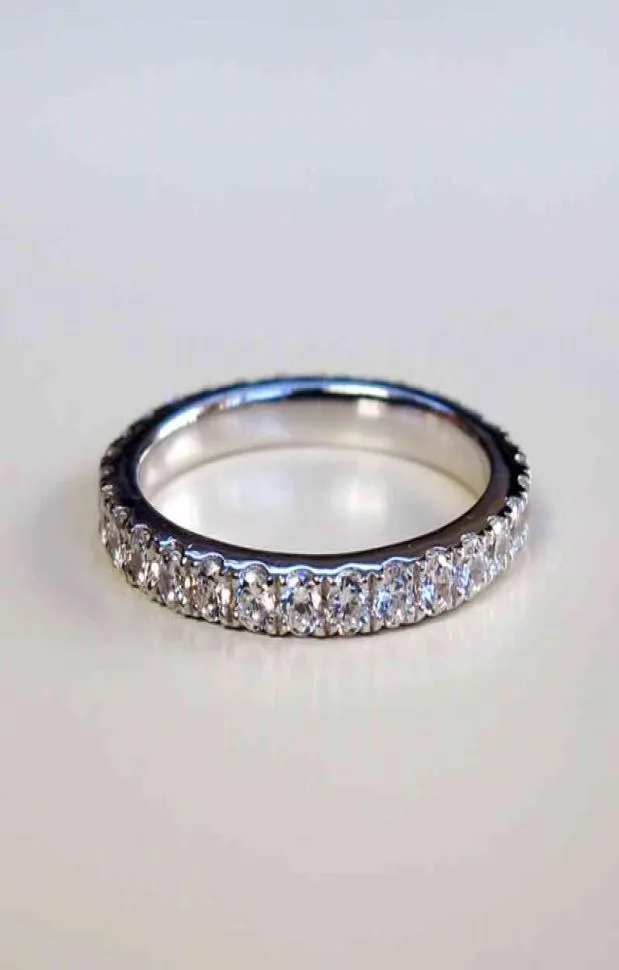 Brilliant Full Stone Band Platinum PT950 Jewelry 055ct Real Lovely Diamond Engagement Wedding Ring Love Gift9772511