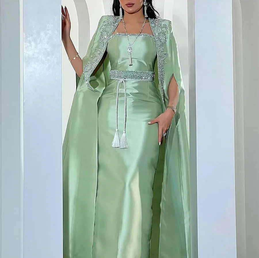 Mint Green Satin Long Dresses With Cape Elegant Beaded Pearls Formal Party Dress Modest Prom Gowns From Myohmydress, $111.02 | DHgate.Com Mint Green Satin Long Dresses With Cape Elegant Beaded Pearls Formal Party Dress Modest Prom Gowns From Myohmydress, $111.02 | DHgate.Com
