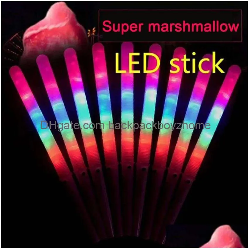 Party Favor Nouveau 28X1.75Cm Colorf Party LED Light Stick Flash Glow Cotton Candy Clignotant Cône pour les concerts vocaux Night Parties Drop Del Dhrli