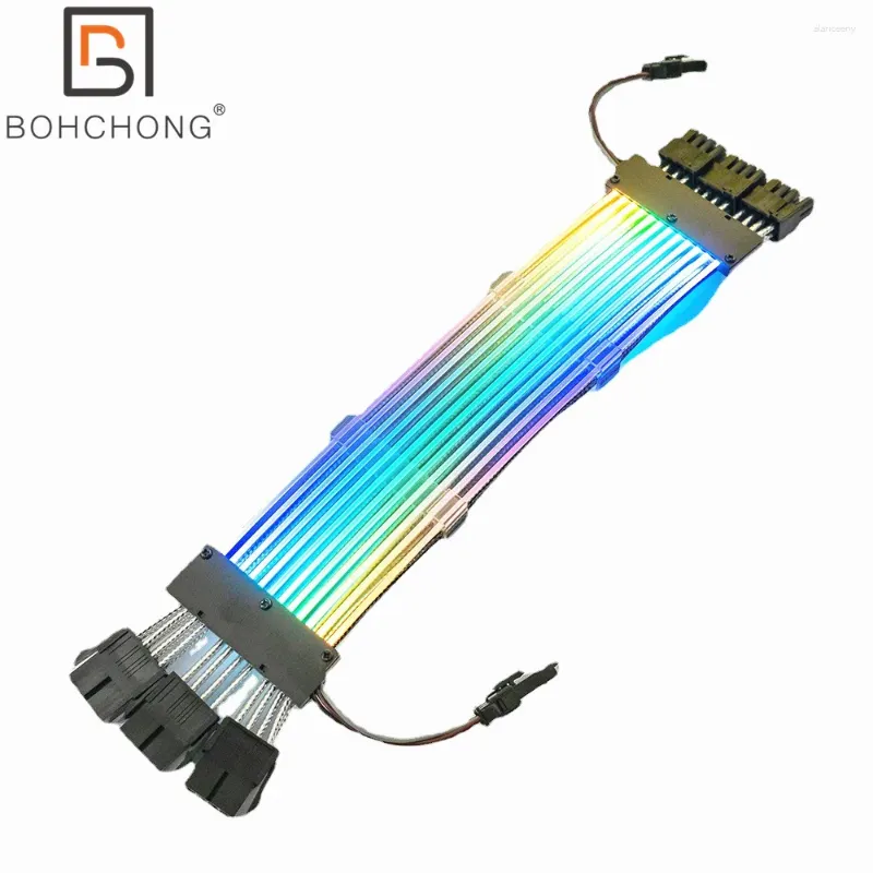 Cavi per computer Cavo di prolunga PSU RGB 5V ARGB ATX 24Pin 3 pezzi GPU 8Pin Triple Streamer PCI-E 6 2Pin Dual Rainbow Cord Sync Custodia PC