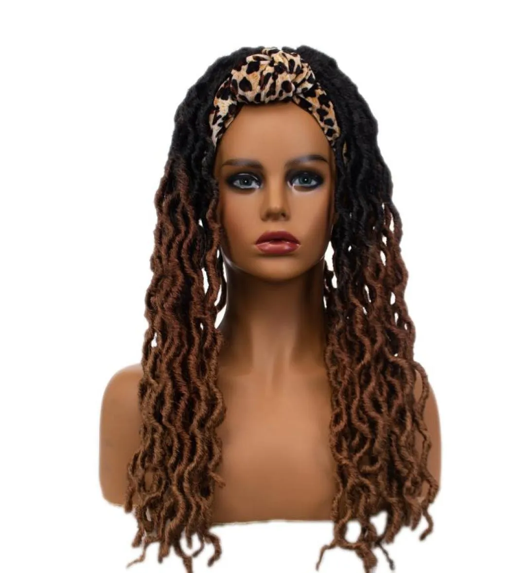 Synthetic Wigs VADES Headband Dreadloc Hair Wig Long Black Brown Soft Faux Locs Braiding Crochet For Women1679158