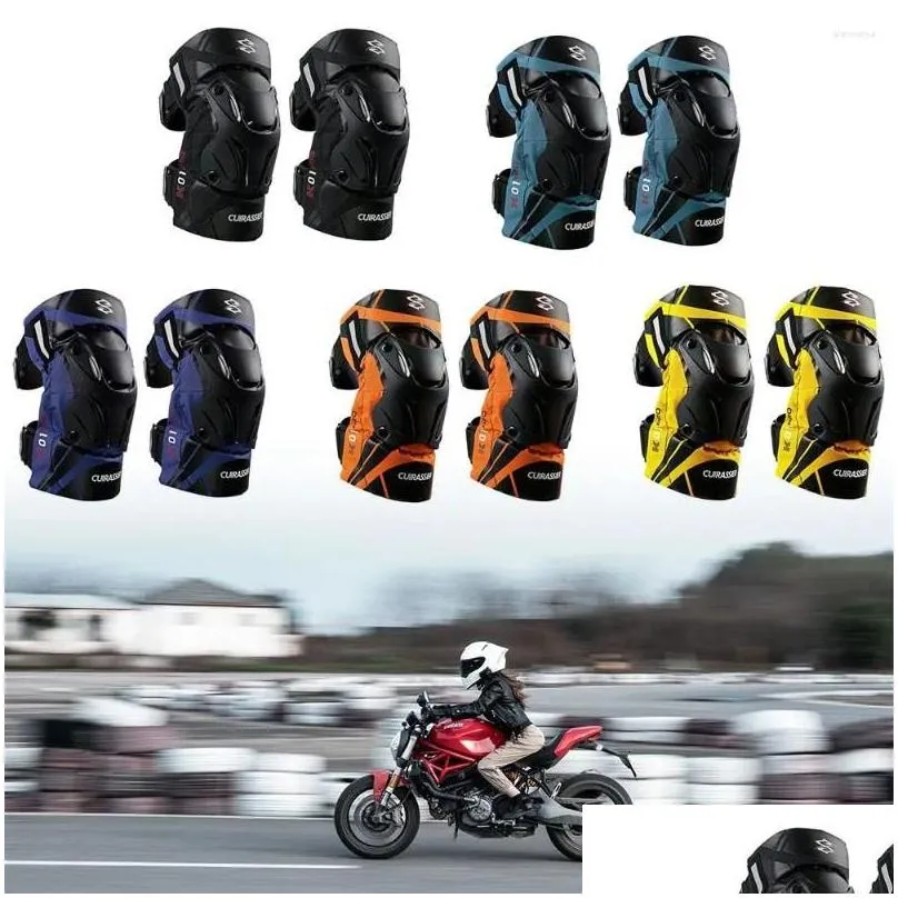 Armure de moto 2pcs Racing Genouillères Pads Bretelles réglables Équipement de protection Jambe Nuit réfléchissante Moto Conduite Sécurité Drop Del Dhph3