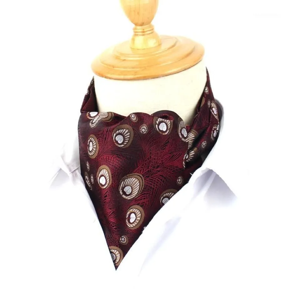 Zestaw krawata na szyi men cravat wiąże klasyczne ascot dla shrunk self brytyjski styl dżentelmen poliester jacquard cravats1247m