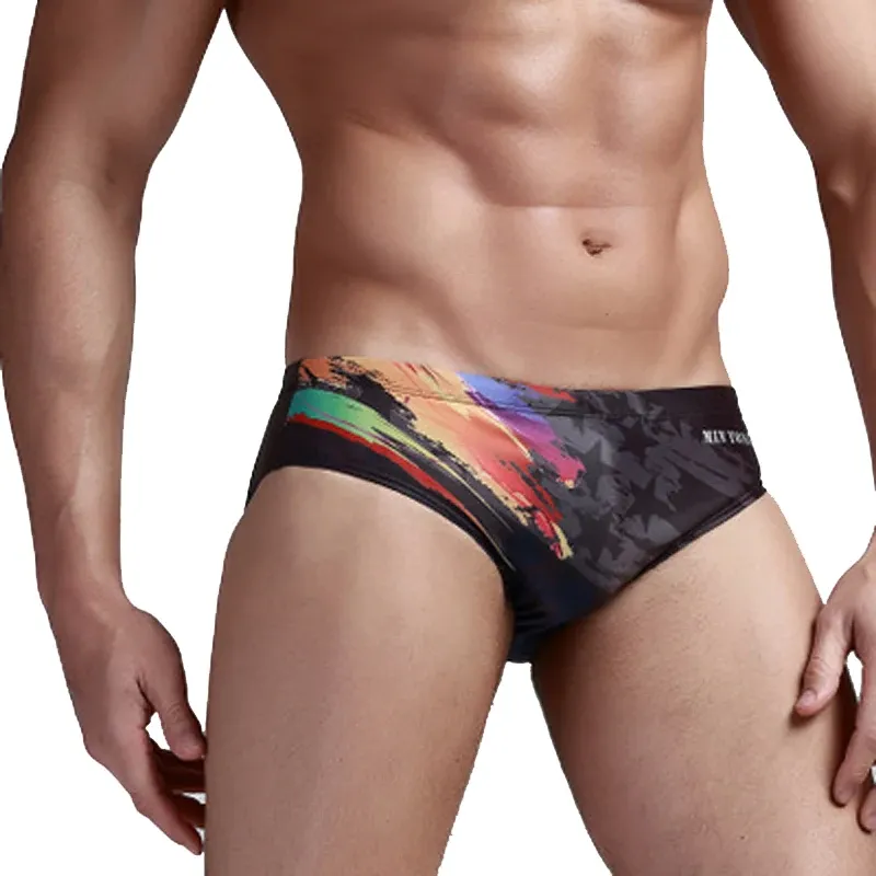 Swimwear Swimwear Men Printed Swimsuits Quick Dry Swimming Briefs Sexy Male Low Waist Bathing Trunks Sport Beach Bikini Surfing Shorts