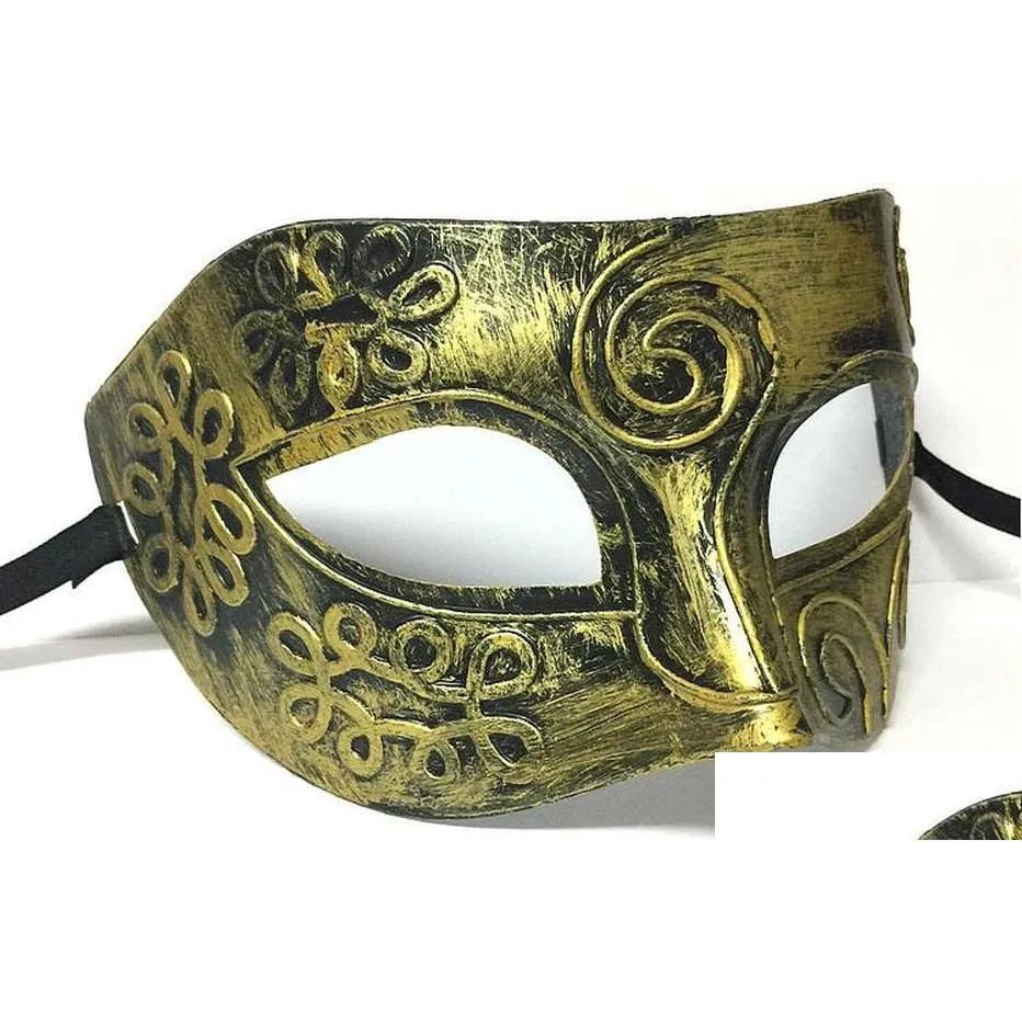 Party Masken Retro Kunststoff Römische Ritter Maske Männer und Frauen Maskerade Ball Gefälligkeiten Dress Up Mascara De Caballero Romano Plastico Kunst Dhwbd