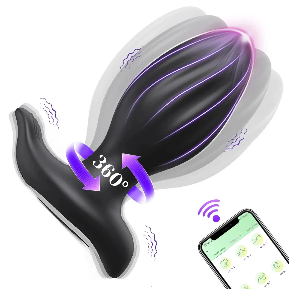 Rotazione a 360° Controllo senza fili Vibratore anale APP Bluetooth Butt Plug Uomini Massaggiatore prostatico Donne Culo Giocattoli adulti del sesso Coppie 240227